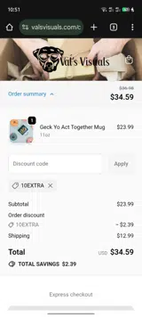 10EXTRA coupon verification screenshot