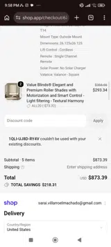 Value Blinds coupon verification screenshot
