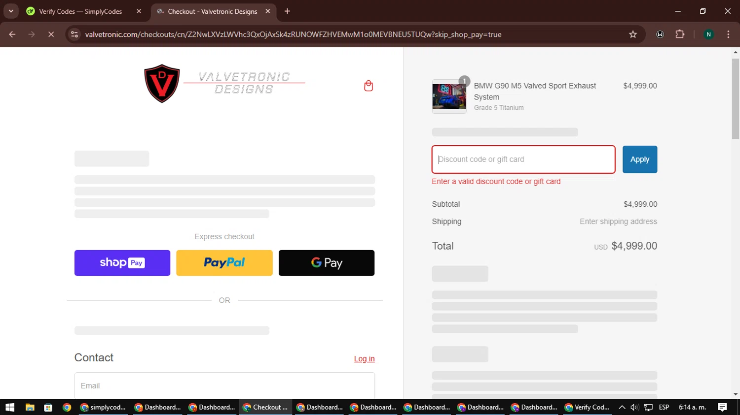 Valvetronic Designs promo code screenshot showing code TEAM10 applied at Valvetronic Designs checkout page. Uploaded by SimplyCodes community member nataaokiiii on Feb 27, 2025