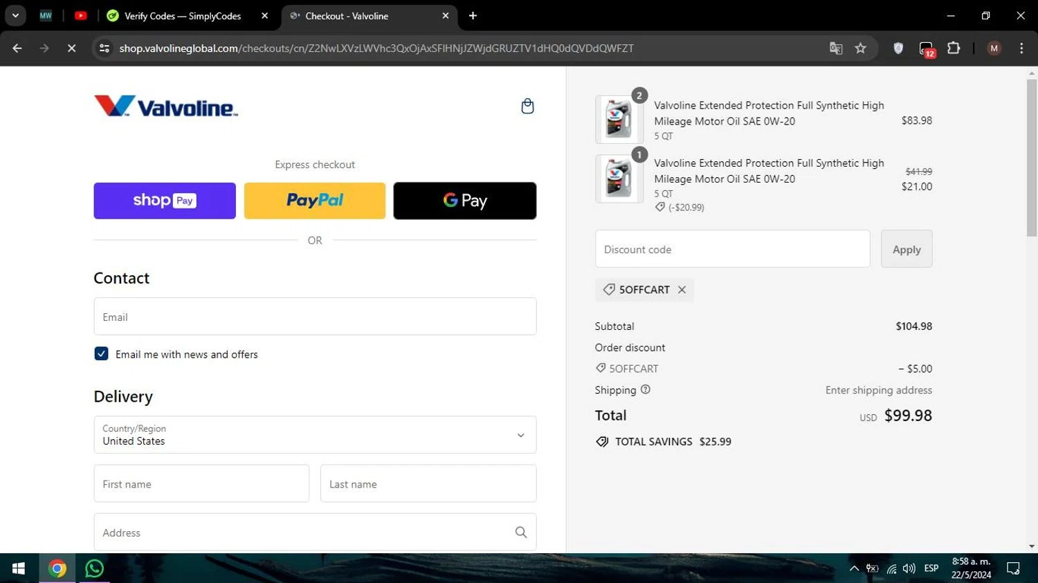 Valvoline Promo Codes 5 Off June 2024
