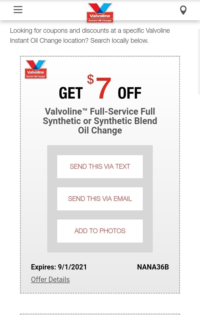 Valvoline Instant Oil Change checkout page showing Valvoline Instant Oil Change coupon code box | Screenshot taken by SimplyCodes community member on Aug 2, 2021