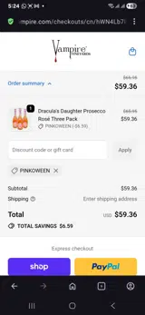 PINKOWEEN coupon verification screenshot