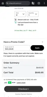 nhlsave coupon verification screenshot