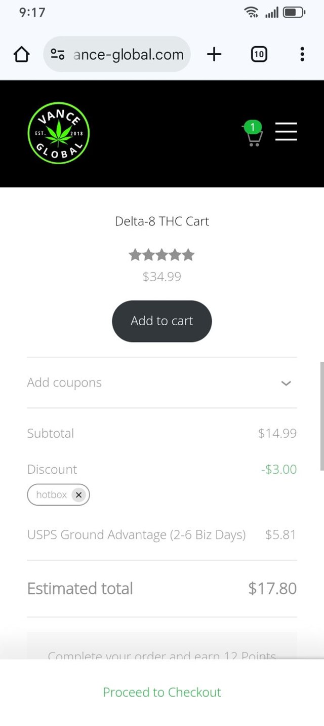 Vance Global checkout page showing Vance Global coupon code box | Screenshot taken by SimplyCodes community member on Sep 7, 2025