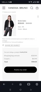 Outlet10 coupon verification screenshot