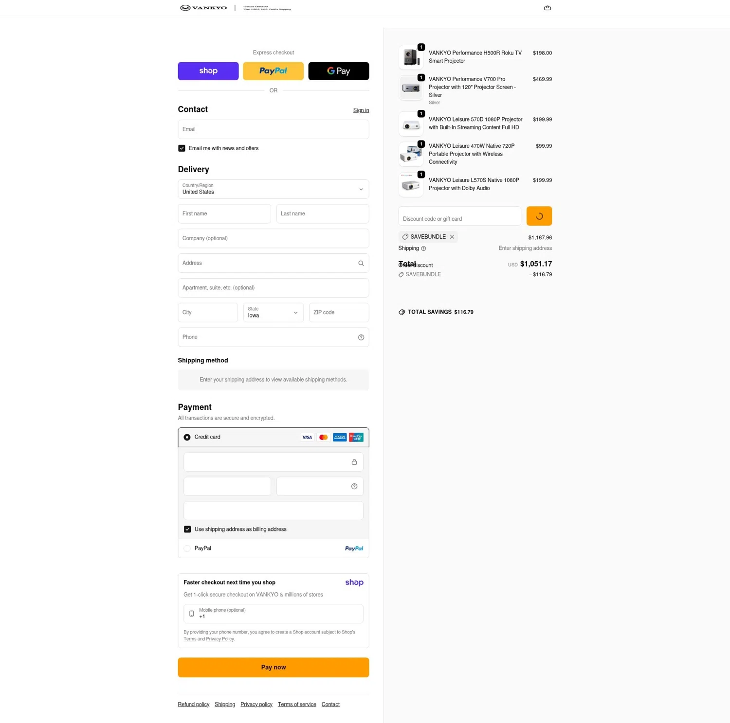 Vankyo discount code screenshot showing code savebundle applied at Vankyo checkout page. Uploaded by SimplyCodes community member LOgoter on Jan 21, 2026