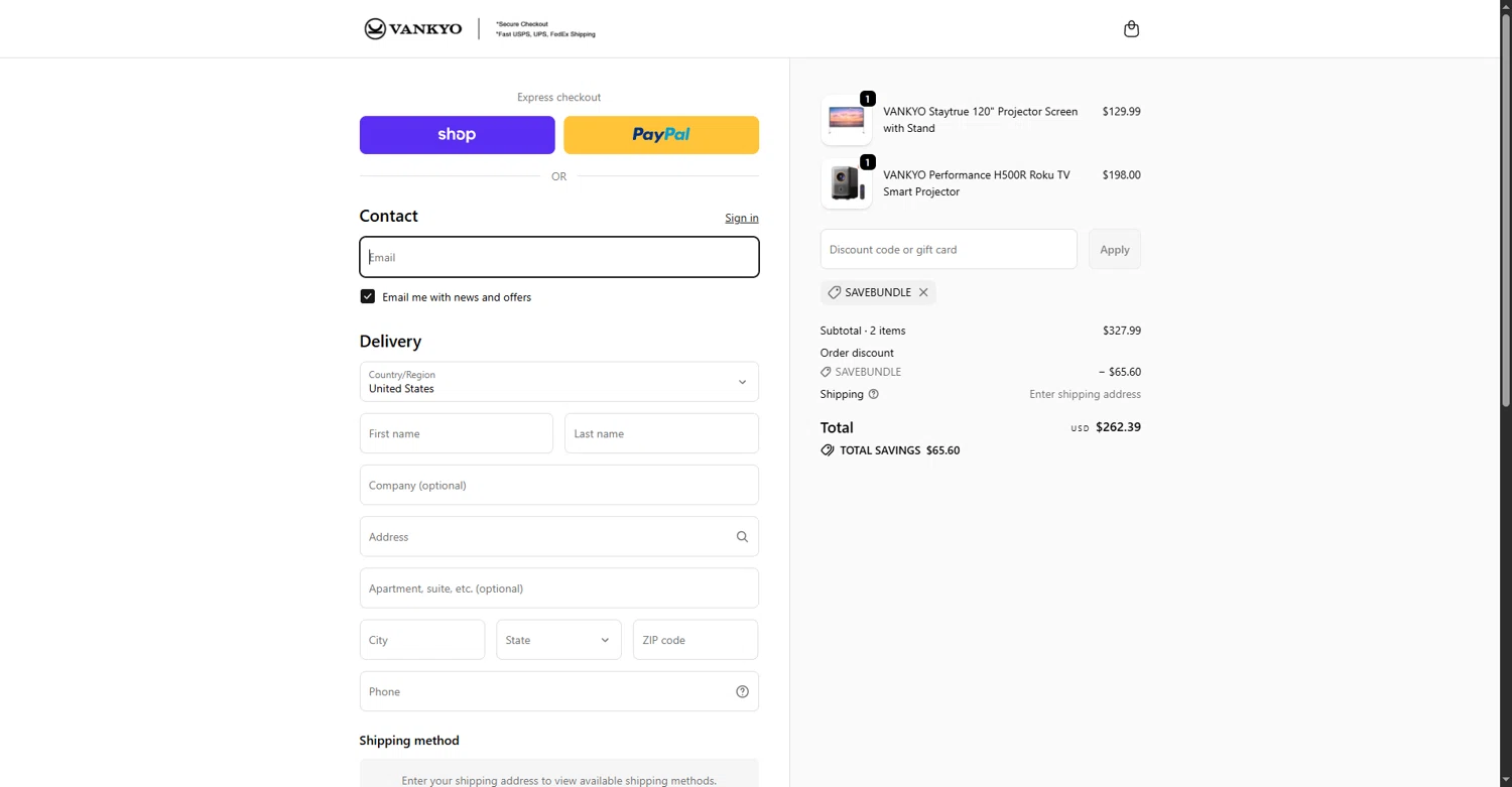 Vankyo discount code screenshot showing code savebundle applied at Vankyo checkout page. Uploaded by SimplyCodes community member LOgoter on Oct 25, 2025
