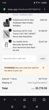 Van Land coupon verification screenshot