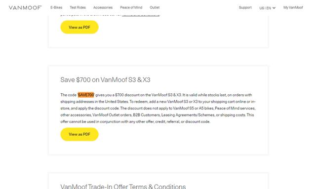 VanMoof checkout page showing VanMoof discount code box | Screenshot taken by SimplyCodes community member on Jan 17, 2024