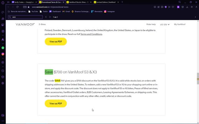 VanMoof checkout page showing VanMoof discount code box | Screenshot taken by SimplyCodes community member on Mar 15, 2024