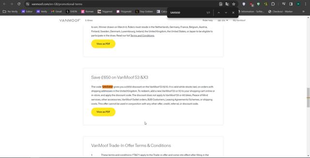 VanMoof checkout page showing VanMoof discount code box | Screenshot taken by SimplyCodes community member on Feb 15, 2024