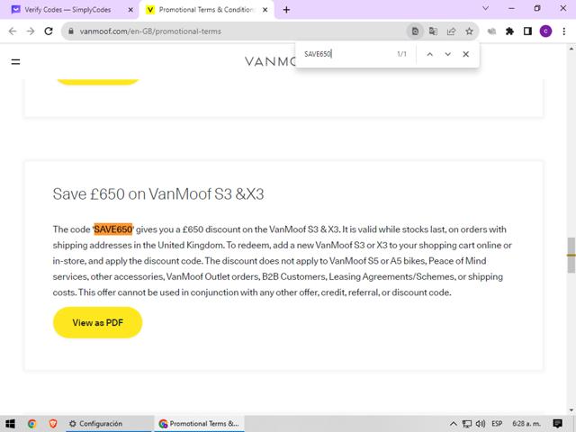 VanMoof checkout page showing VanMoof discount code box | Screenshot taken by SimplyCodes community member on Nov 20, 2023