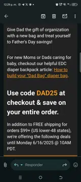 Dad25 coupon verification screenshot