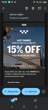 Vans coupon verification screenshot