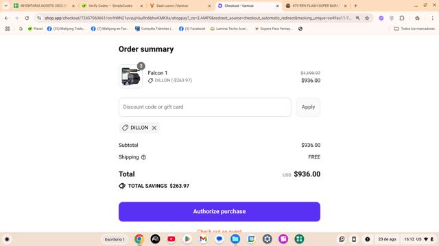 Vantrue US checkout page showing Vantrue US promo code box | Screenshot taken by SimplyCodes community member on Aug 20, 2025