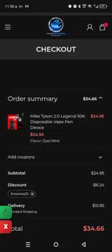 Vape Central Group coupon verification screenshot