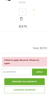 Vape Ecigs coupon verification screenshot