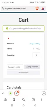 Vape-Smart coupon verification screenshot