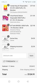 Vapor Boss coupon verification screenshot