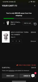VARLO-WELCOME coupon verification screenshot