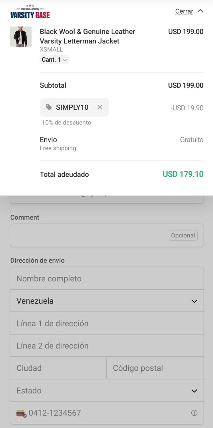 Varsity Base promo code screenshot showing code SIMPLY10 applied at Varsity Base checkout page. Uploaded by SimplyCodes community member JesusLand2004 on Jun 8, 2025