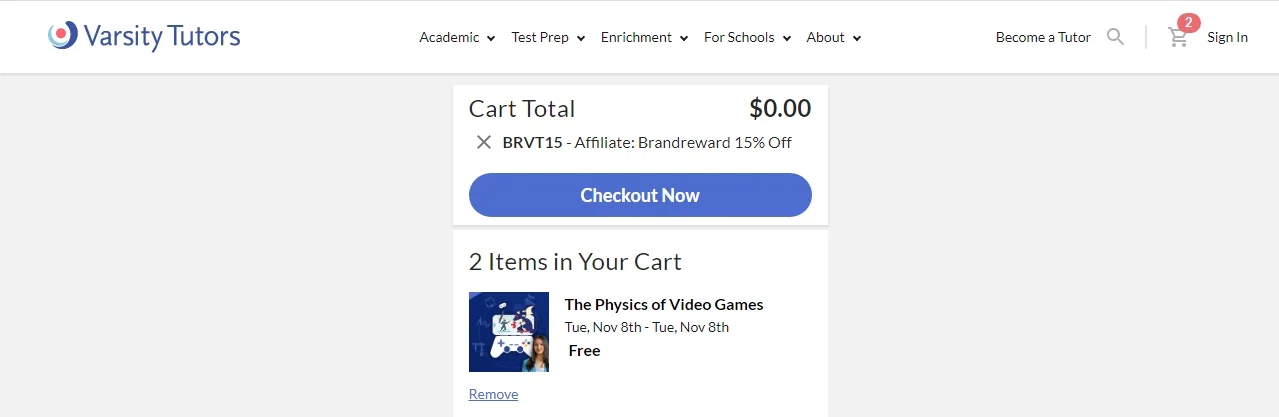 where to use Varsity Tutors promo code box