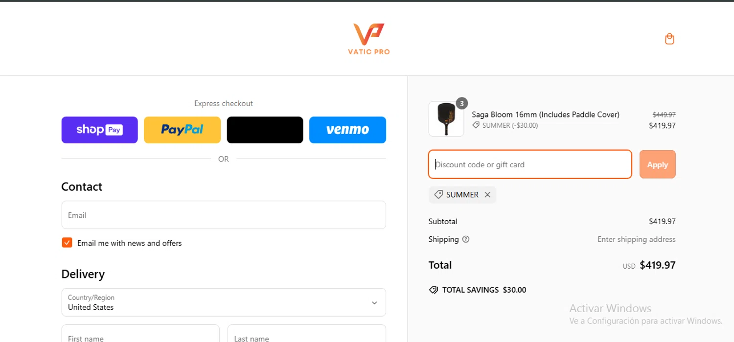 Vatic Pro discount code screenshot showing code SUMMER applied at Vatic Pro checkout page. Uploaded by SimplyCodes community member alexbrown on Mar 10, 2025