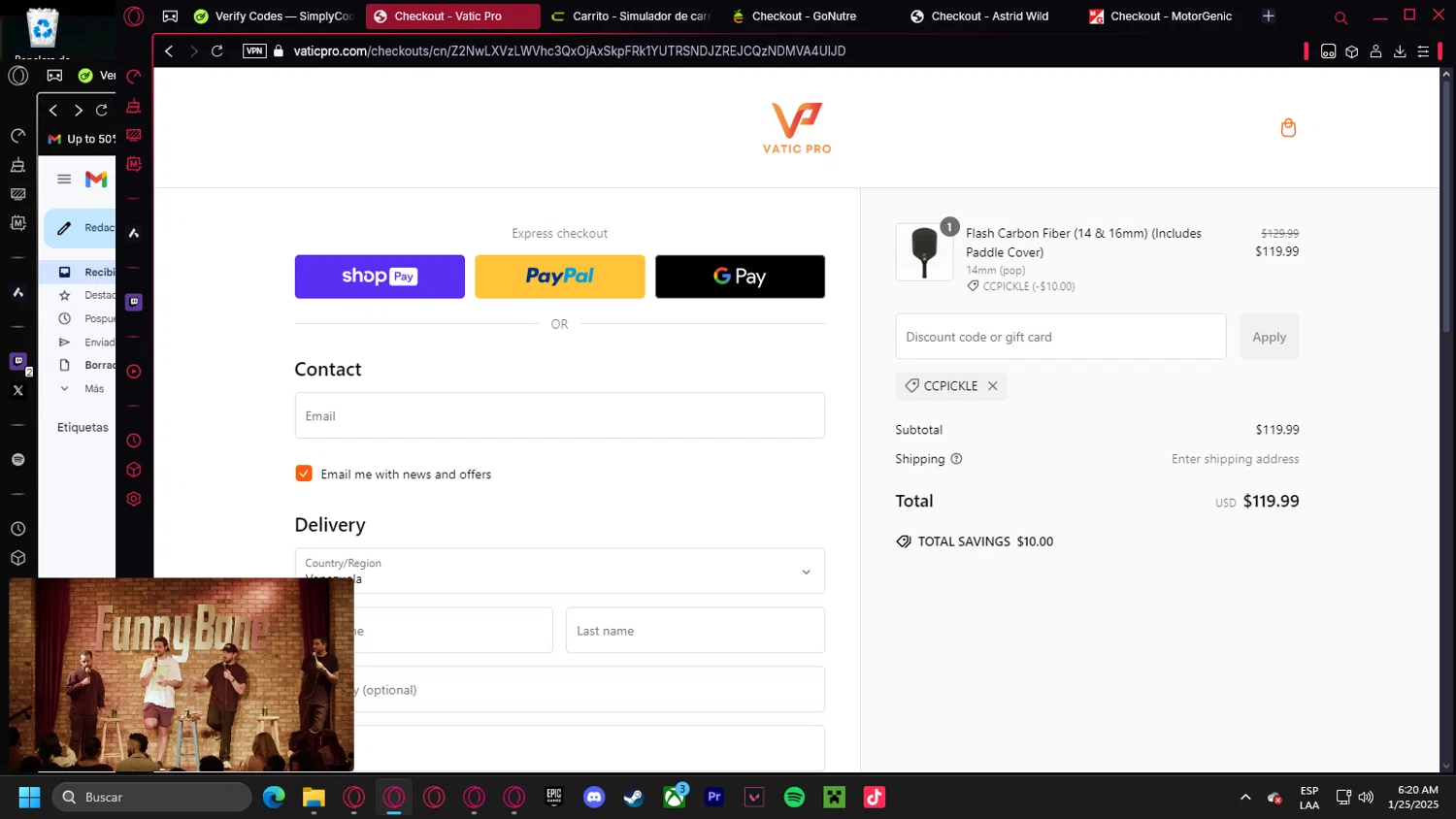 Vatic Pro discount code screenshot showing code CCPICKLE applied at Vatic Pro checkout page. Uploaded by SimplyCodes community member leonardocamacho2 on Jan 25, 2025
