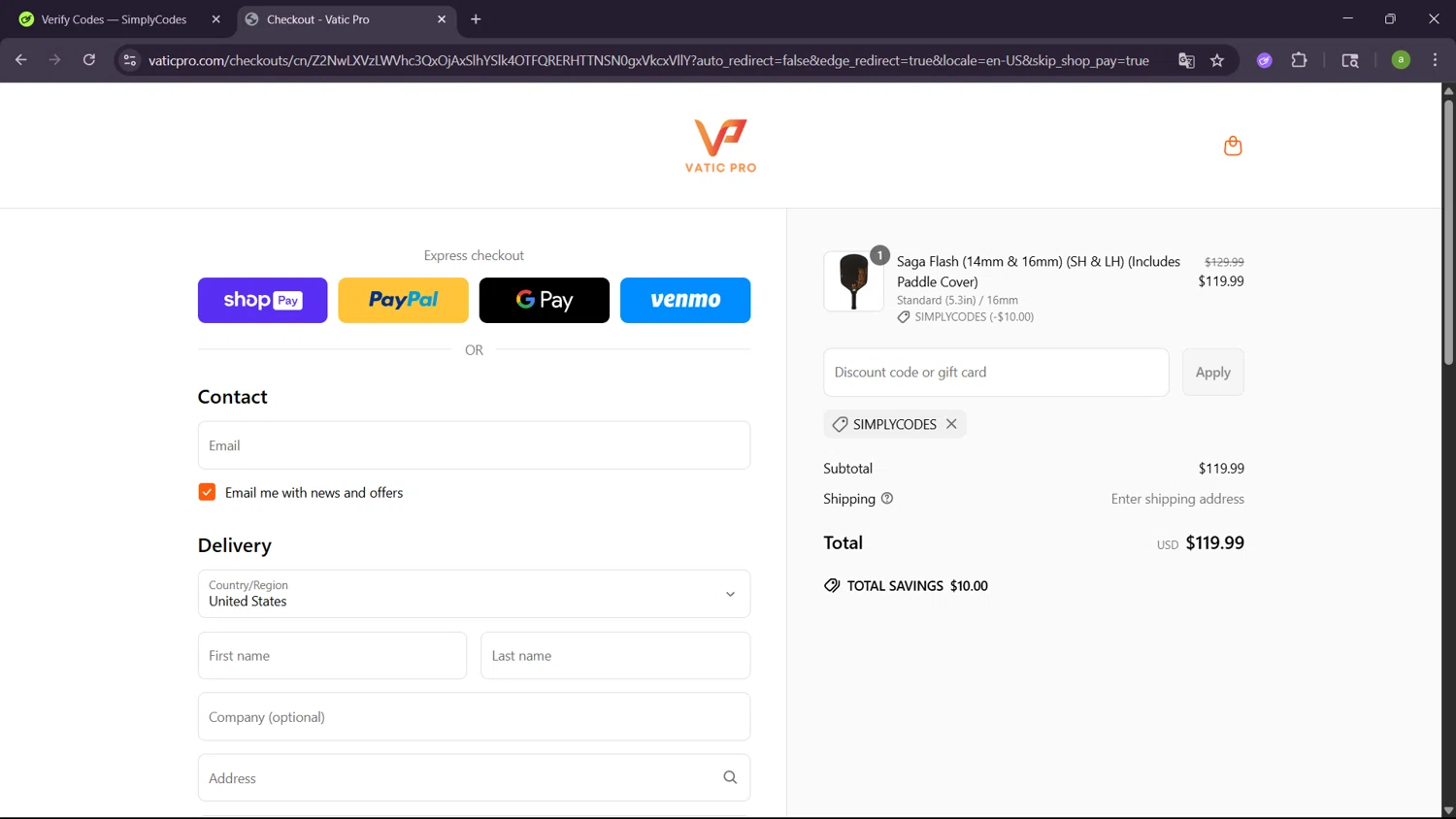 Vatic Pro discount code screenshot showing code SIMPLYCODES applied at Vatic Pro checkout page. Uploaded by SimplyCodes community member SavingsHero9122 on Jun 17, 2025