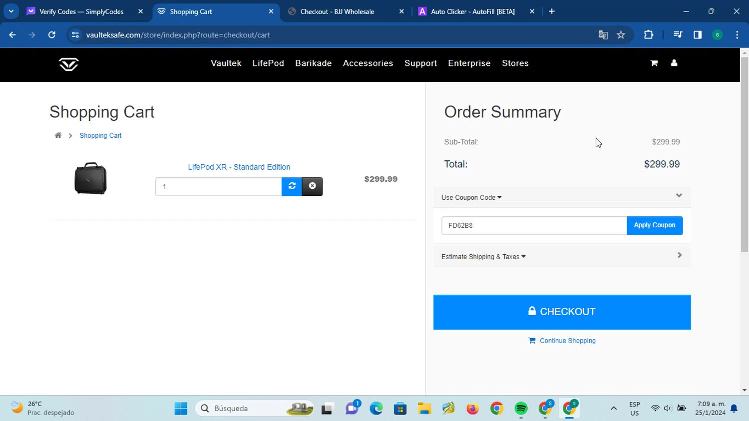 where to use Vaultek Safe promo code box
