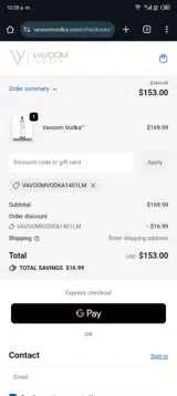 VavoomVodka1401LM coupon verification screenshot