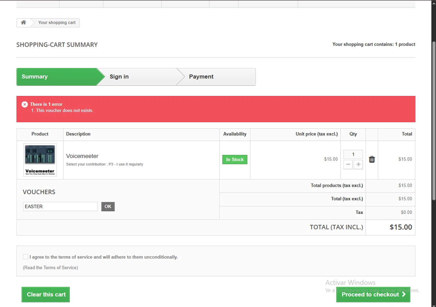 VB-Audio promo code screenshot showing code EASTER applied at VB-Audio checkout page. Uploaded by SimplyCodes community member VoucherRanger9105 on Jul 24, 2025