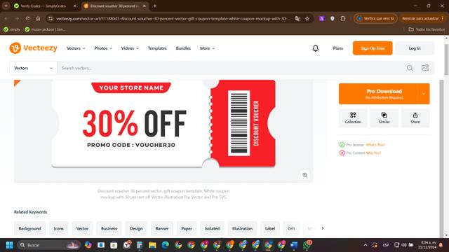 Vecteezy checkout page showing Vecteezy promo code box | Screenshot taken by SimplyCodes community member on Dec 11, 2024