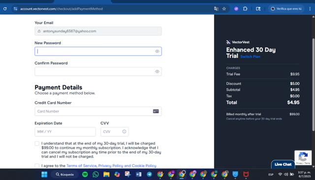 VectorVest checkout page showing VectorVest promo code box | Screenshot taken by SimplyCodes community member on Jul 8, 2025