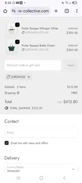 VEE COLLECTIVE coupon verification screenshot