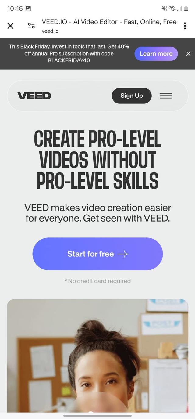 VEED checkout page showing VEED discount code box | Screenshot taken by SimplyCodes community member on Dec 5, 2024