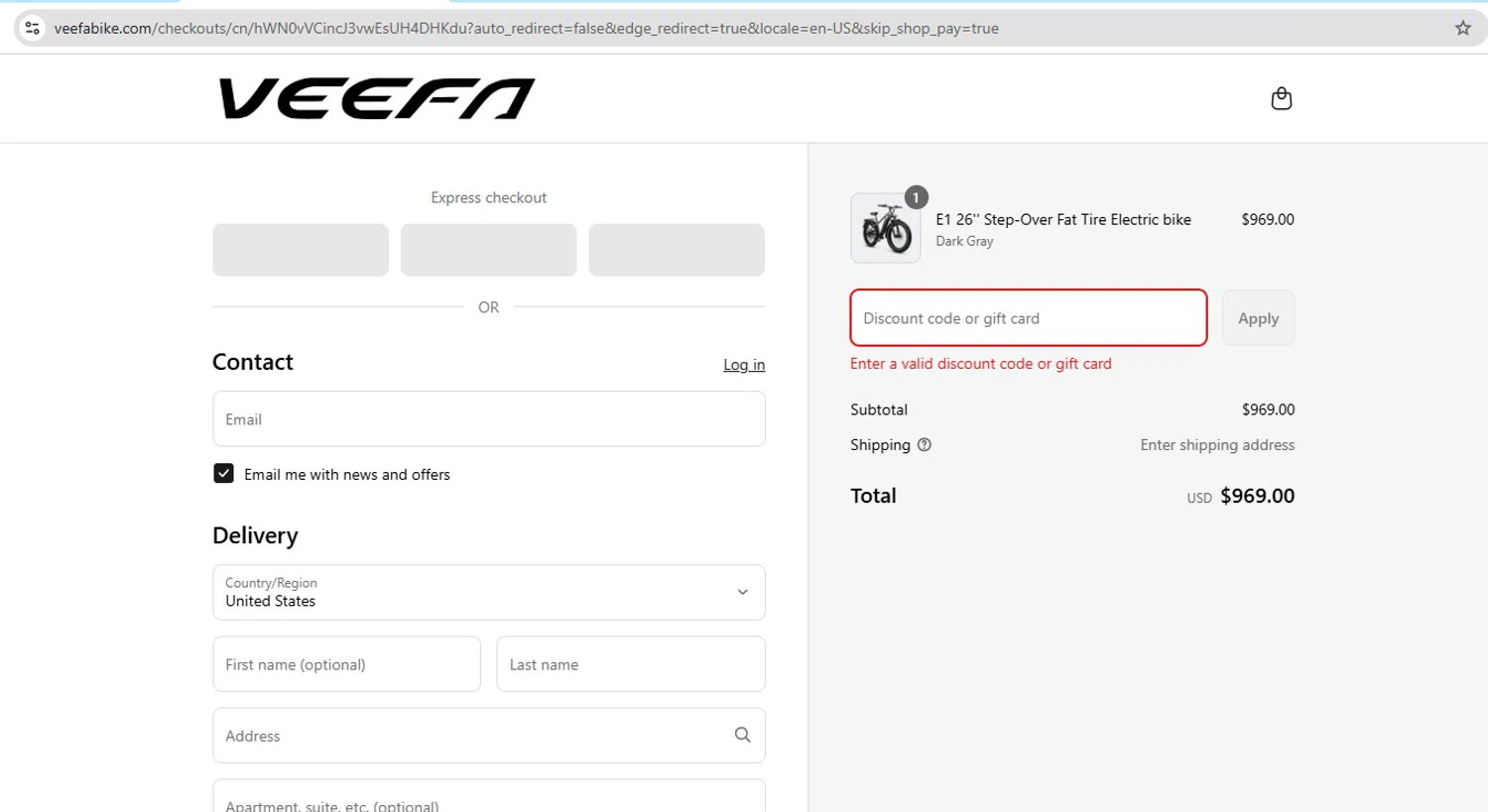 Veefa promo code screenshot showing code R10 applied at Veefa checkout page. Uploaded by SimplyCodes community member YHLQMDLGN on Jul 22, 2025