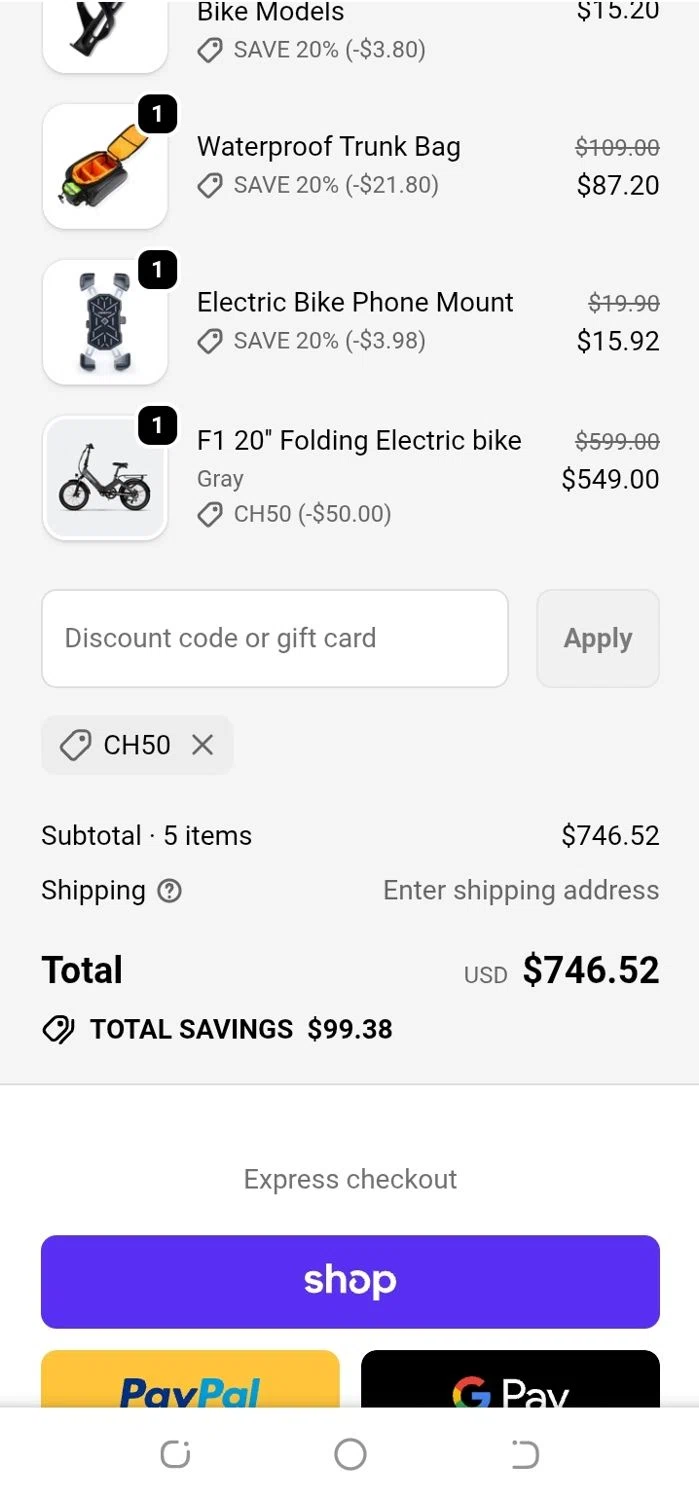 Veefa promo code screenshot showing code CH50 applied at Veefa checkout page. Uploaded by SimplyCodes community member yajairagonzalez1 on Dec 23, 2025