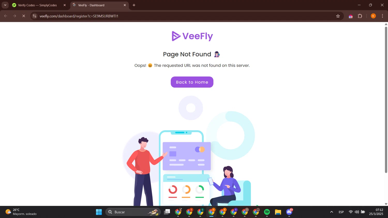 Veefly promo code screenshot showing code HOLIDAY25 applied at Veefly checkout page. Uploaded by SimplyCodes community member BonusCurator3058 on Mar 25, 2025