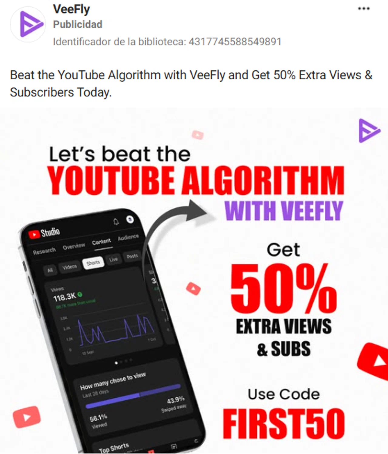 Veefly promo code screenshot showing code FIRST50 applied at Veefly checkout page. Uploaded by SimplyCodes community member antonietarodriguez96 on Dec 19, 2025