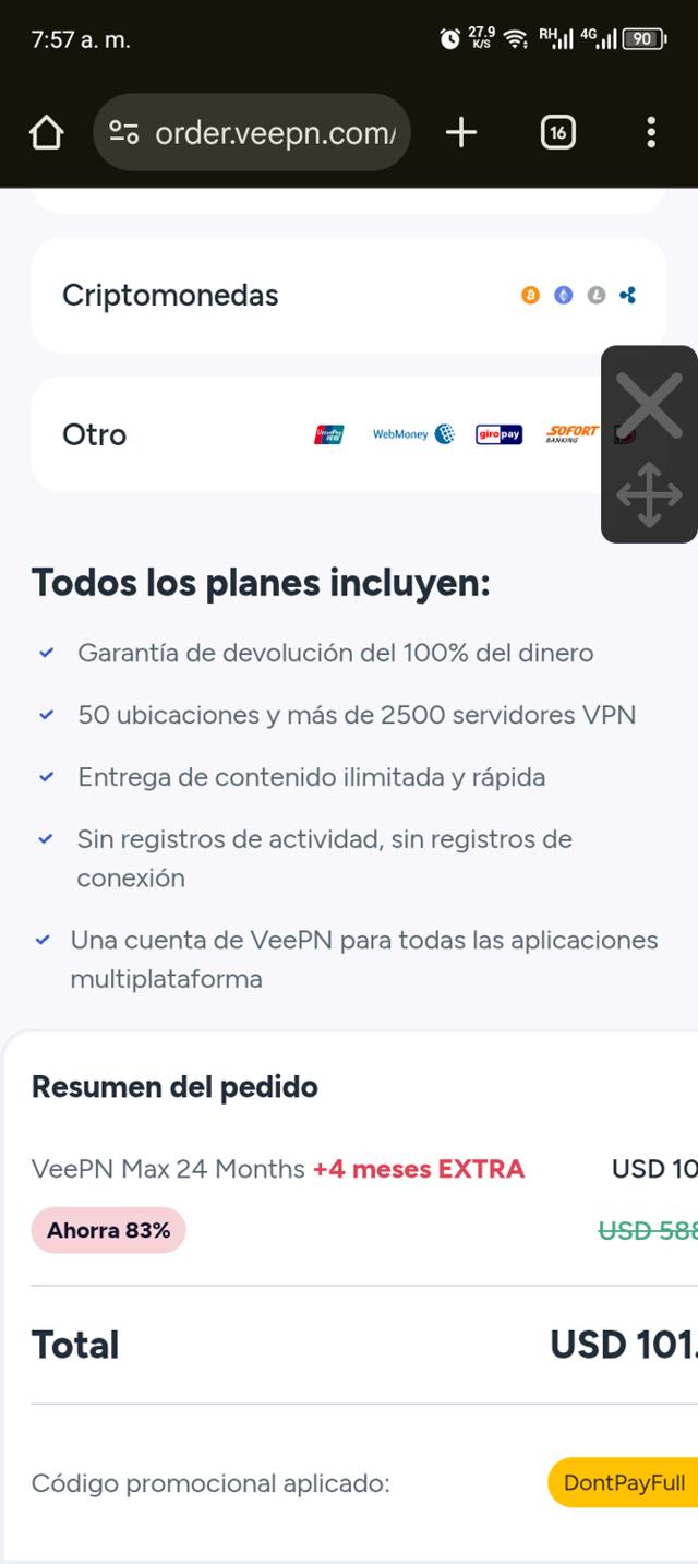 VeePN checkout page showing VeePN promo code box | Screenshot taken by SimplyCodes community member on Jul 29, 2025