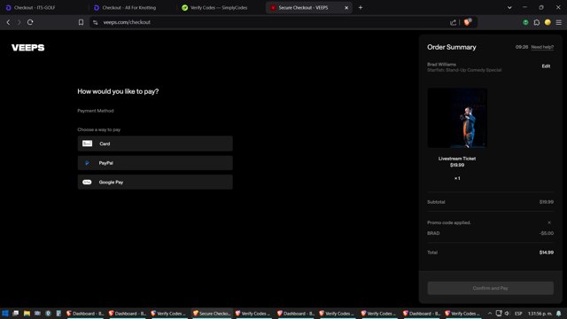 Veeps checkout page showing Veeps promo code box | Screenshot taken by SimplyCodes community member on Feb 5, 2025