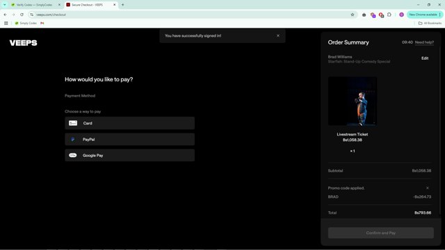 Veeps checkout page showing Veeps promo code box | Screenshot taken by SimplyCodes community member on Jan 5, 2025