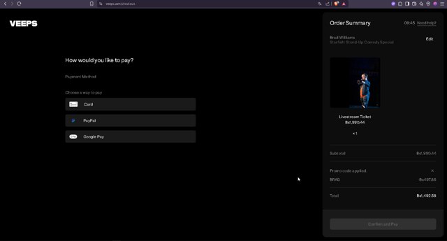 Veeps checkout page showing Veeps promo code box | Screenshot taken by SimplyCodes community member on Jun 12, 2025
