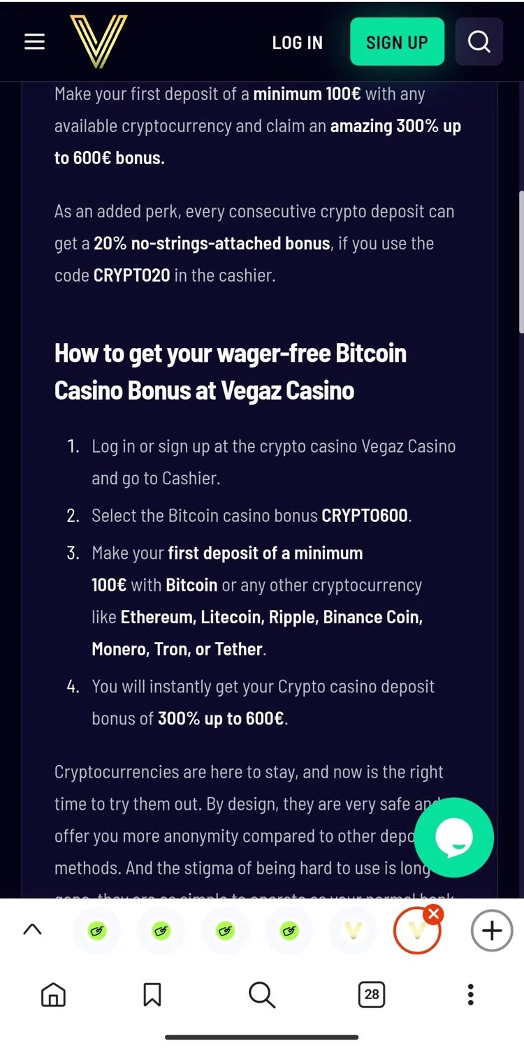Vegaz Casino promo code screenshot showing code CRYPTO600 applied at Vegaz Casino checkout page. Uploaded by SimplyCodes community member Dejadepicharme on Jan 15, 2025