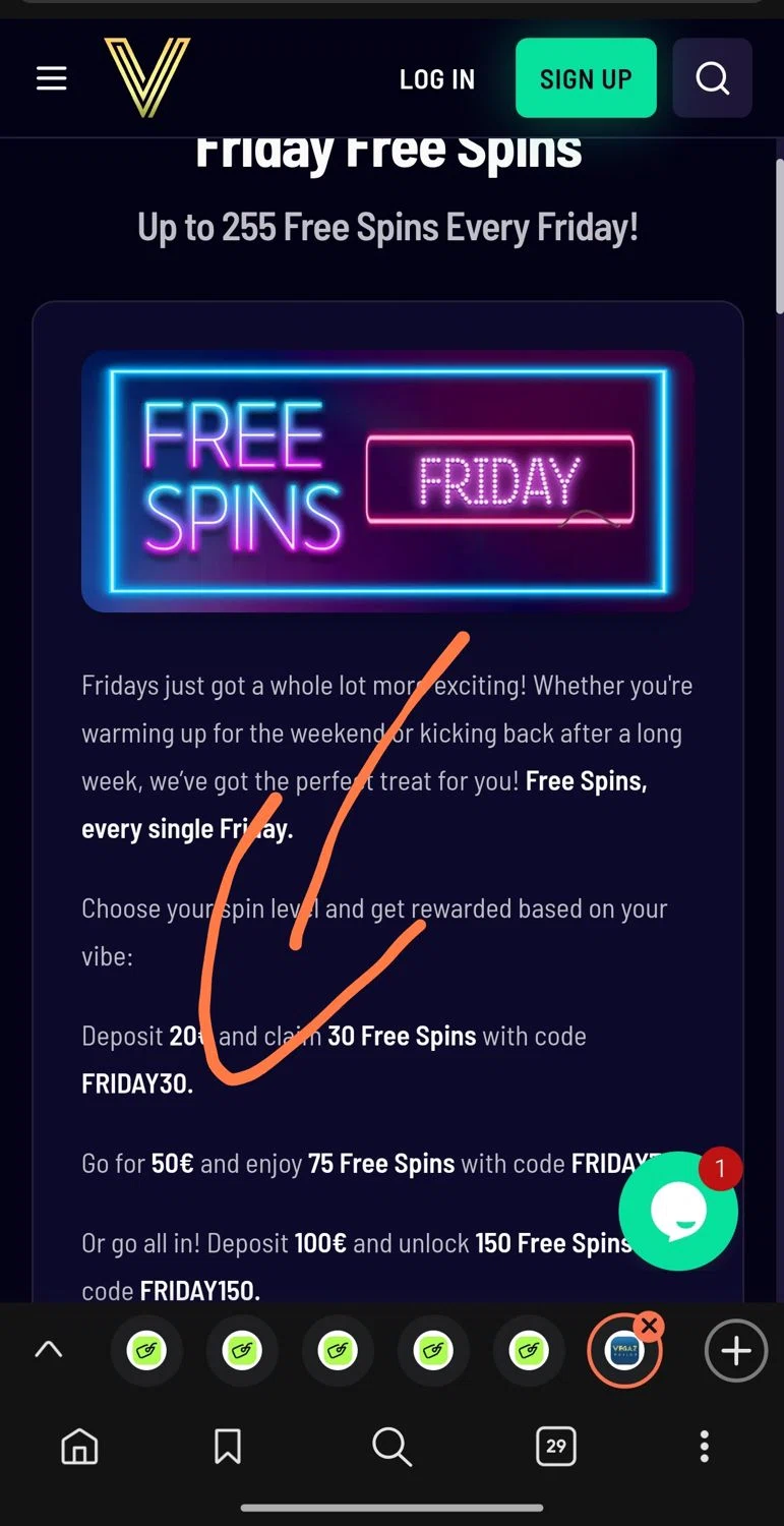 Vegaz Casino promo code screenshot showing code FRIDAY30 applied at Vegaz Casino checkout page. Uploaded by SimplyCodes community member Dejadepicharme on Jul 18, 2025