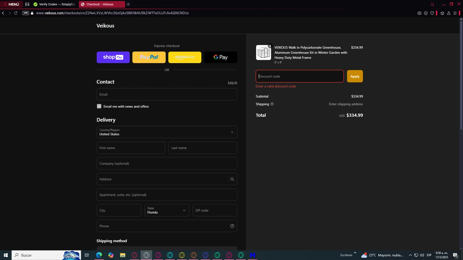 veikous discount code screenshot showing code SUMMER10 applied at veikous checkout page. Uploaded by SimplyCodes community member RebateAce8829 on Mar 17, 2025