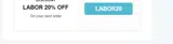 LABOR20 coupon verification screenshot