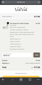 MERRY50 coupon verification screenshot