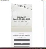 VEJA coupon verification screenshot